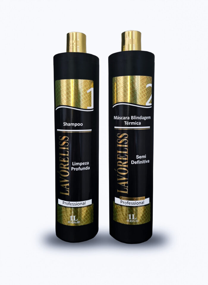 Kit Lavóreliss Semi Definitiva Shampoo Limpeza Profunda  e  Máscara Blindagem Térmica (2x 1000L)